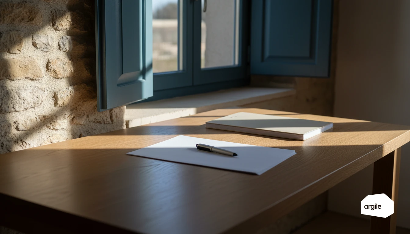 Devis rénovation énergétique sur bureau, lumière hivernale