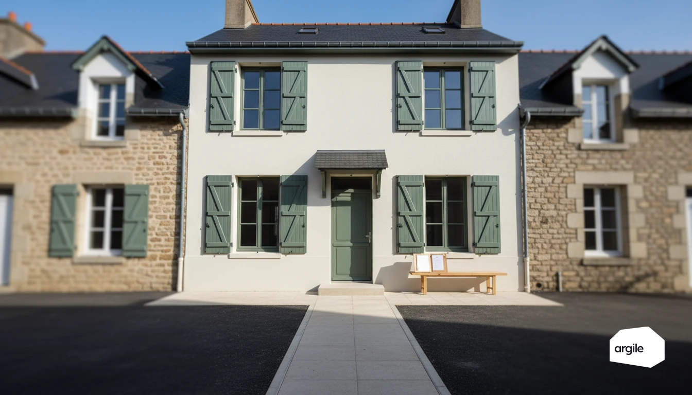 Façade rénovée et dossier de qualification posé dehors