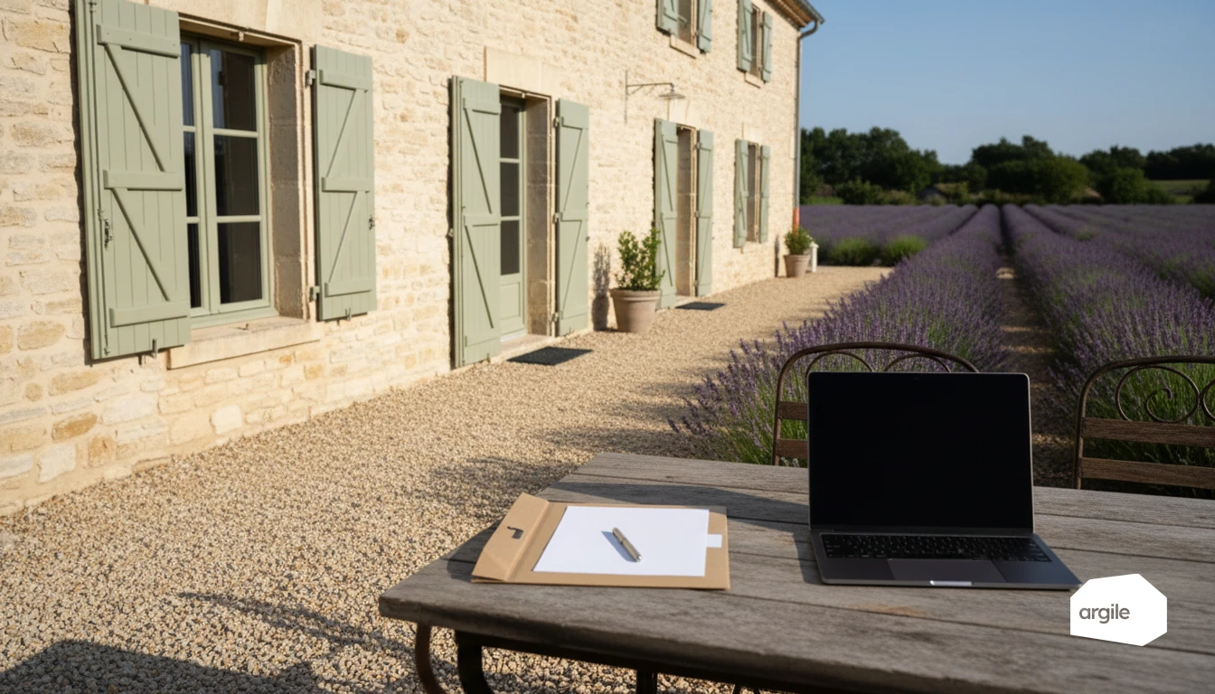 Dossier certification sur table, mas rénové et lavande