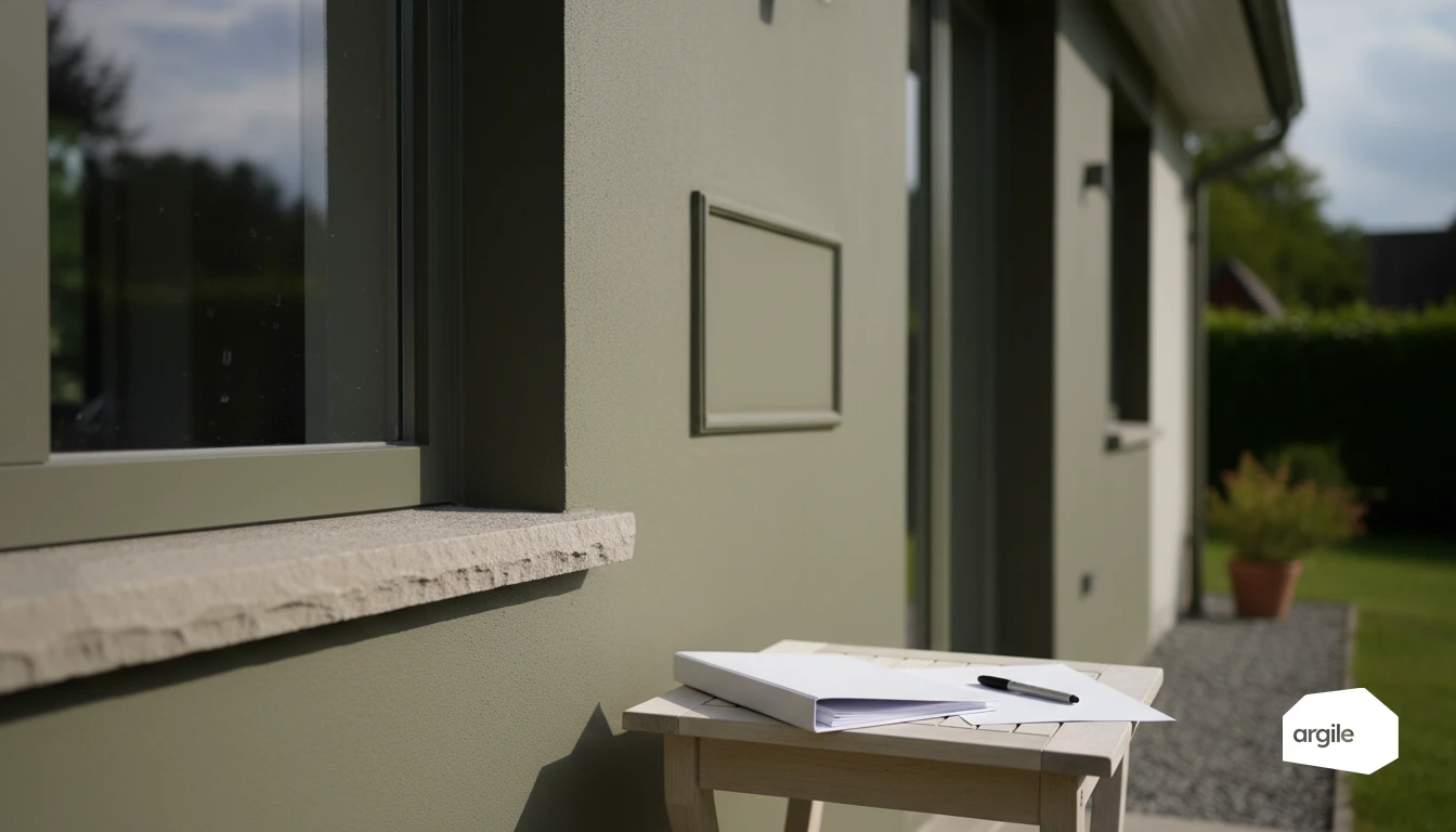 Dossier et façade rénovée évoquant la certification RGE