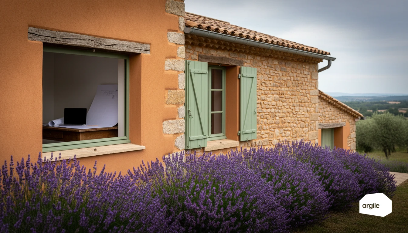 Mas provençal rénové avec lavande et bureau