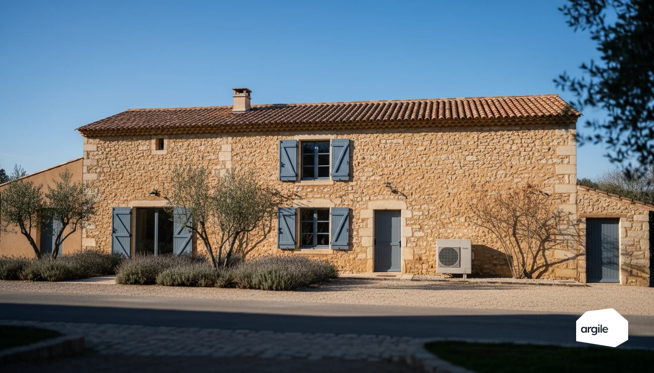 Mas provençal rénové avec PAC en hiver