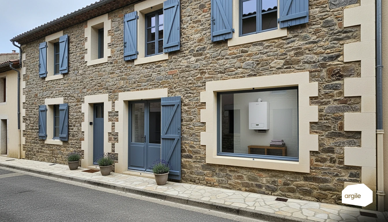 Maison en pierre rénovée, chaudière électrique en appoint