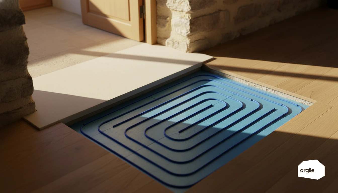 Détail d’un plancher chauffant basse température rénové