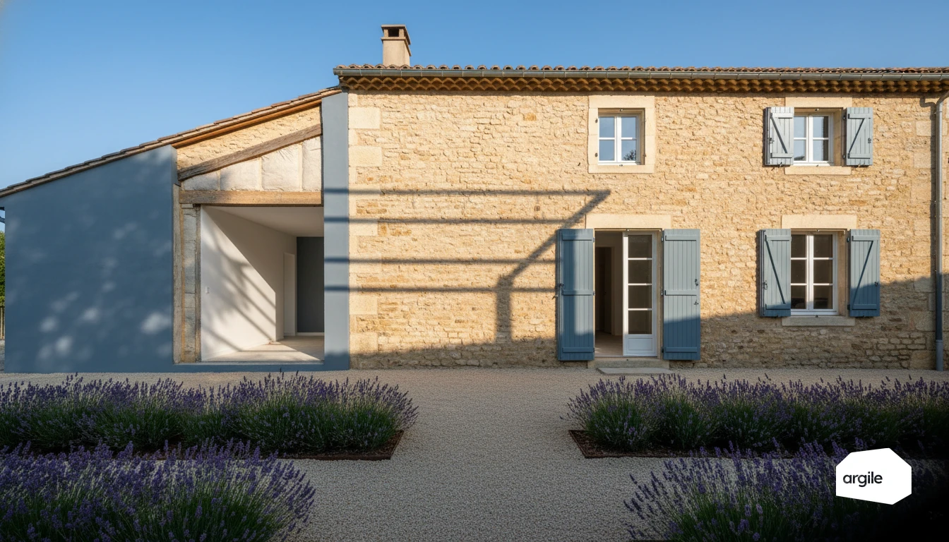 Mas provençal rénové illustrant isolation intérieure et extérieure