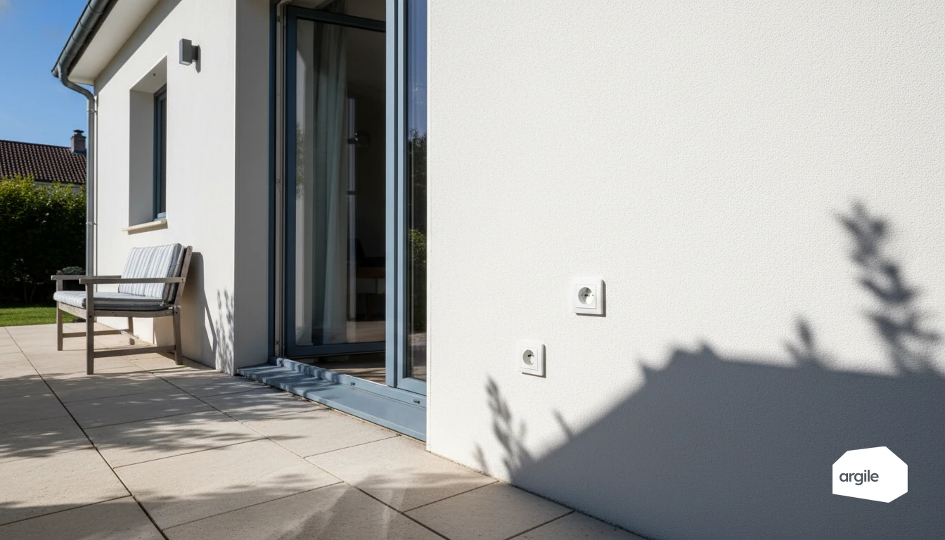 Prise électrique avec boîtier étanche en maison rénovée