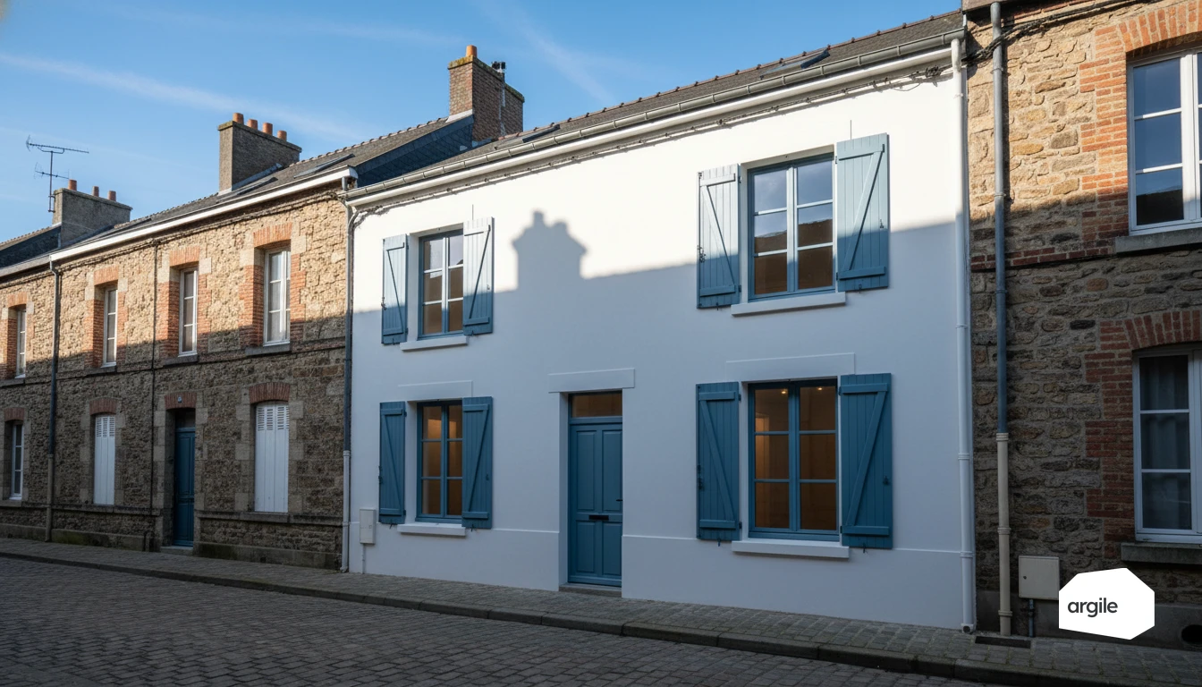Maison mitoyenne rénovée, parois isolées, confort en hiver