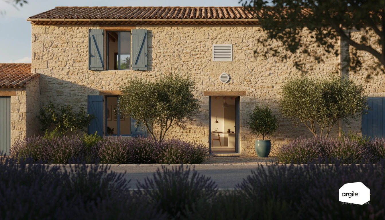 Mas provençal rénové avec ventilation VMC discrète