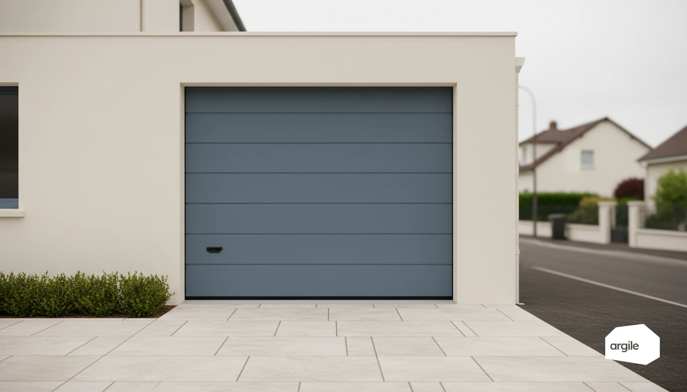Porte de garage sectionnelle isolée sur pavillon rénové