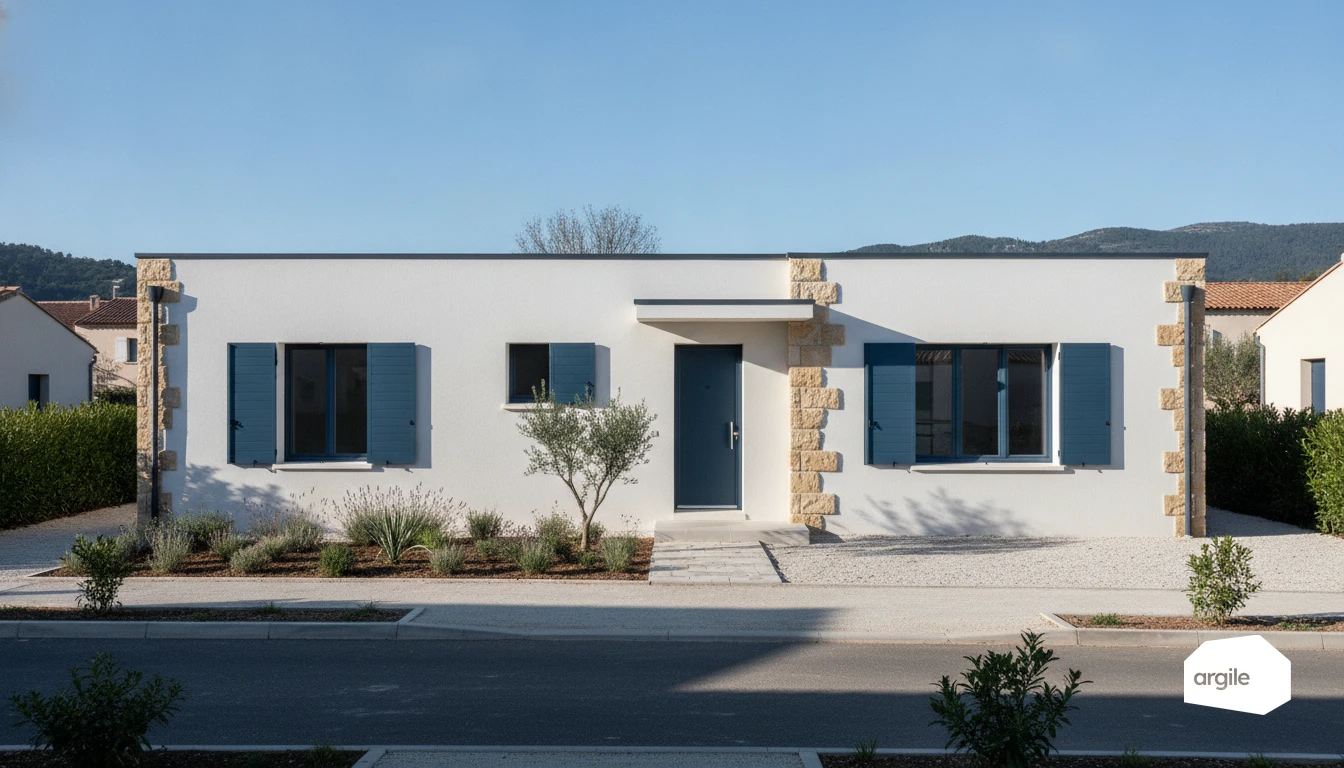 Maison rénovée, volets bleus, isolation adaptée aux micro-climats.