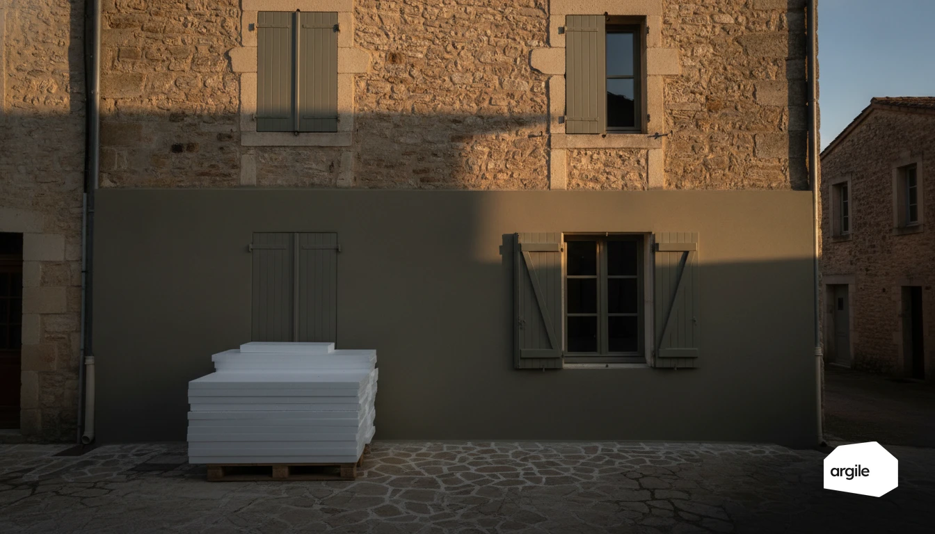 Maison en pierre rénovée, ITE PSE, lumière dorée