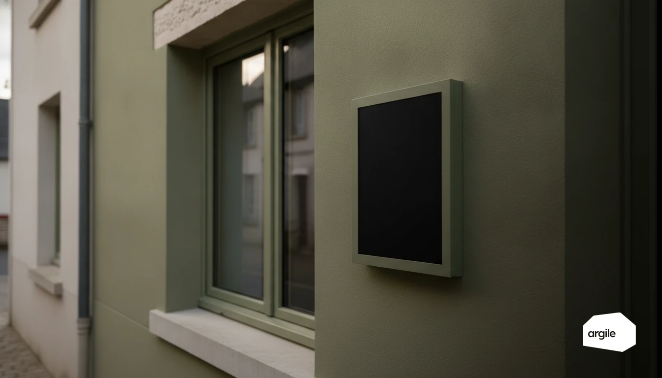 Détail façade rénovée et fenêtre performante, lumière douce