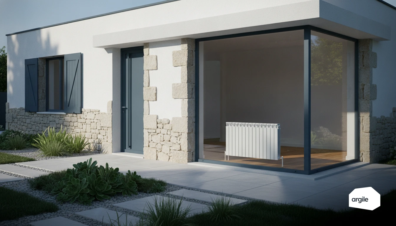 Maison moderne et radiateur dimensionné par déperditions