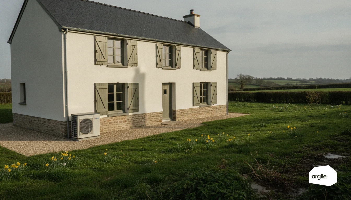 Ferme rénovée avec chauffage moderne, lumière matinale