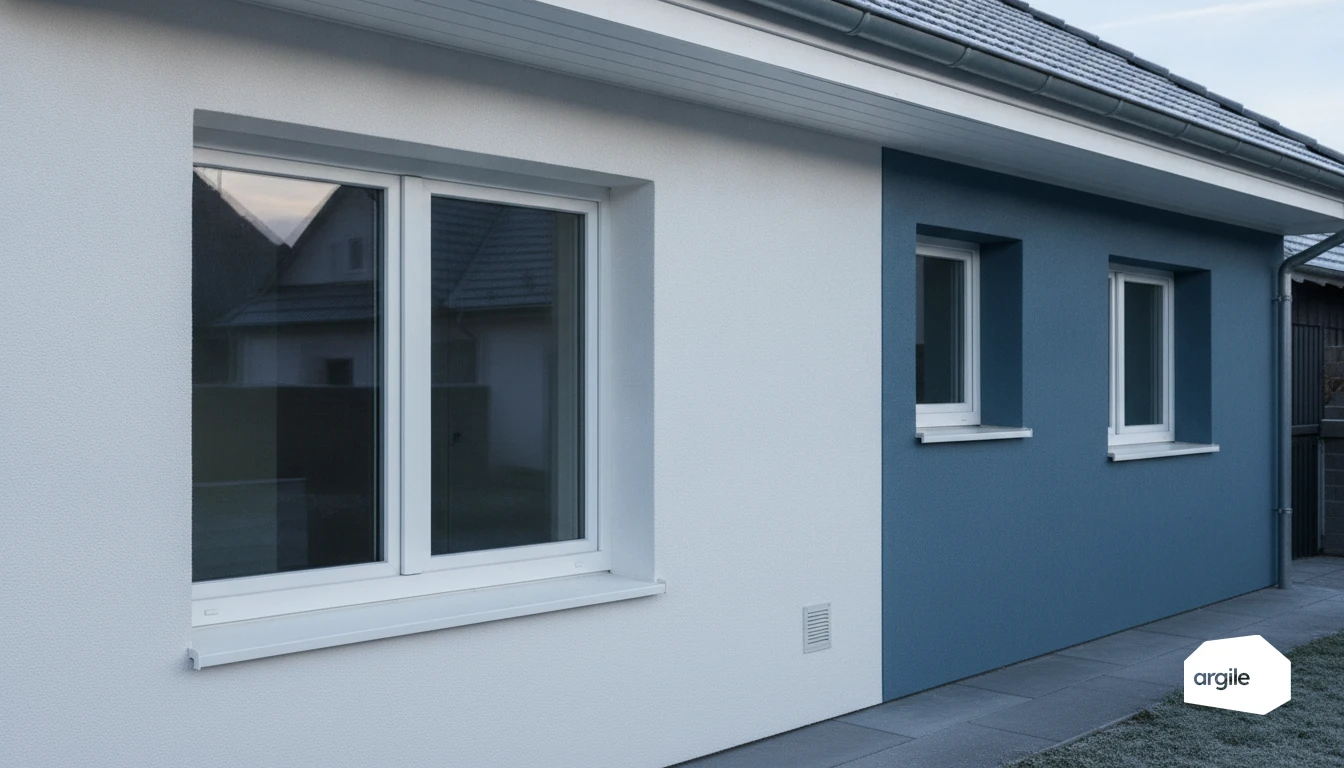 Détail façade rénovée en climat froid zone H1a