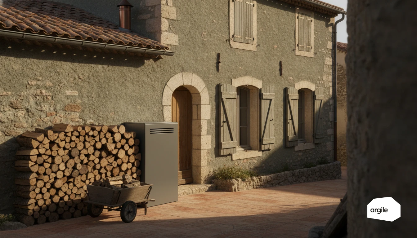 Maison en pierre, bois énergie et stockage propre