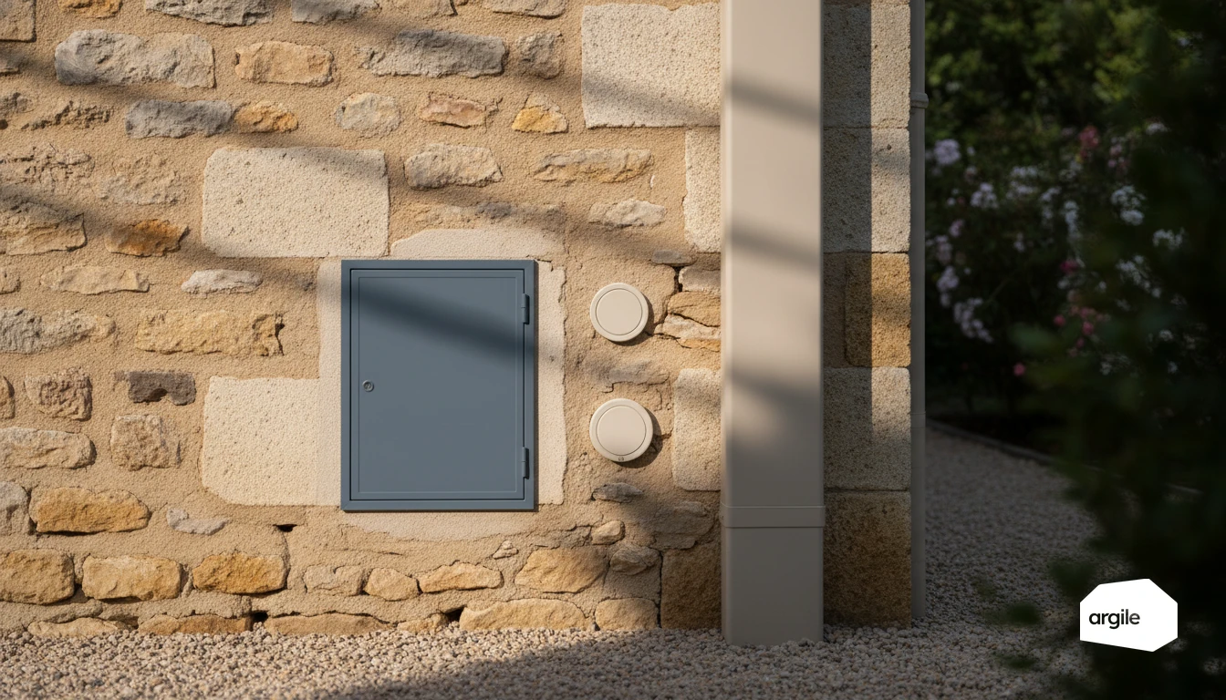 Détail protection cathodique sur façade rénovée