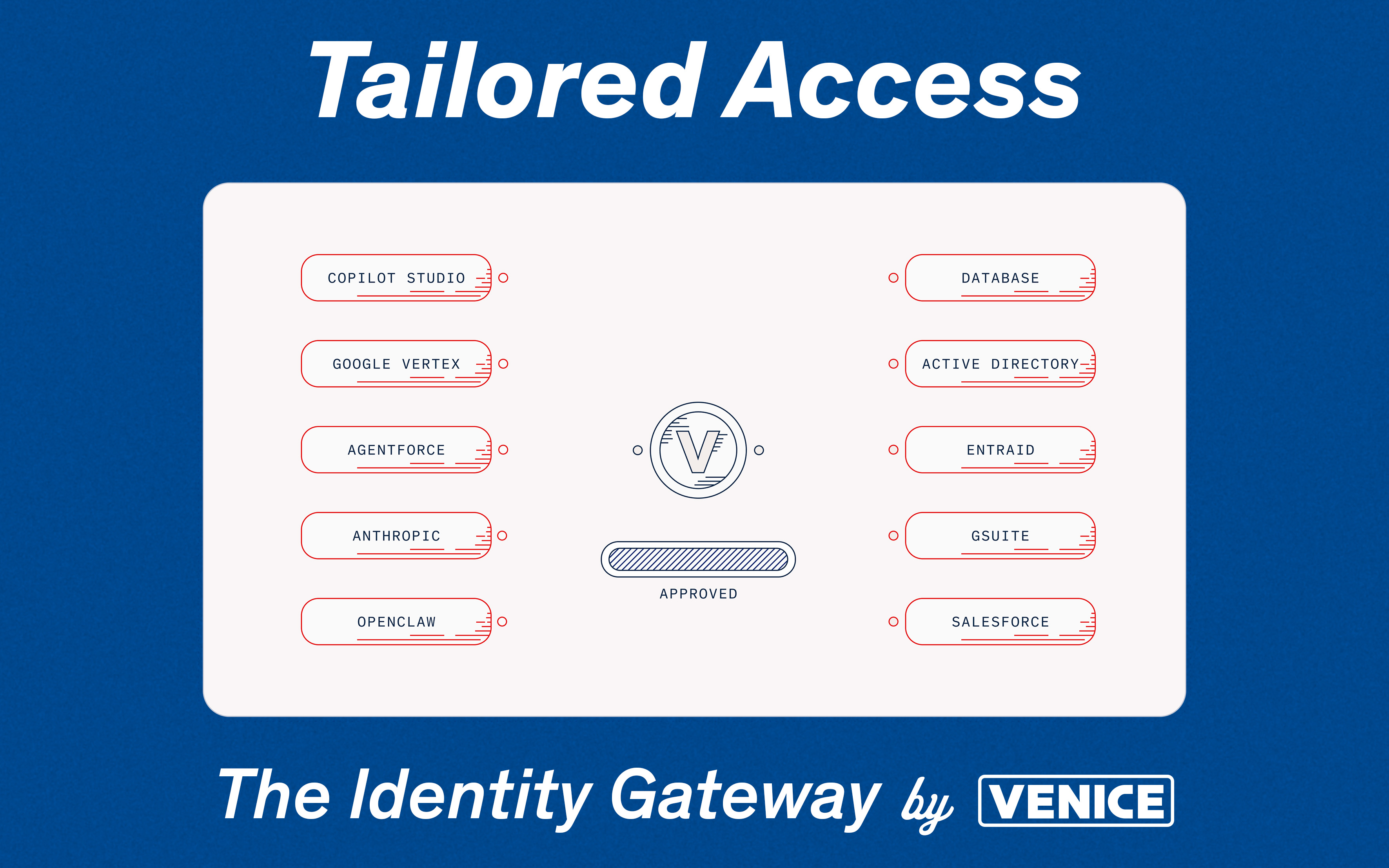 Tailored Access, the identity gateway by Venice, with a diagram of access paths