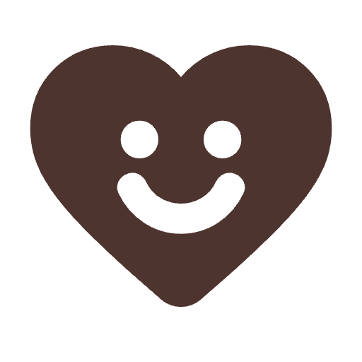 Brown heart with smiley face