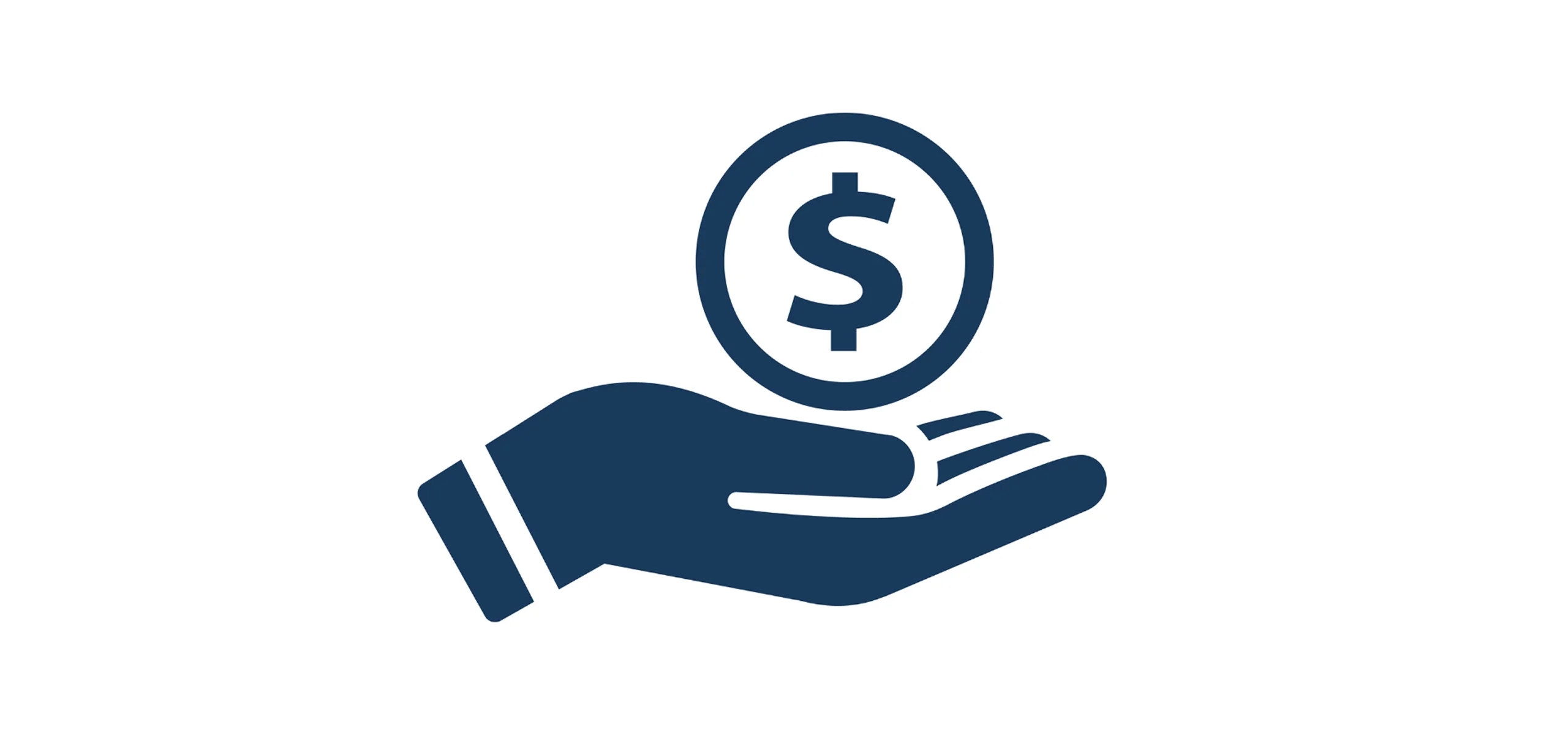 Illustration of a hand holding a coin with a dollar sign.