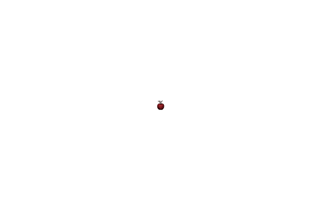Small red apple icon with a short brown stem and two leaves on a white background.