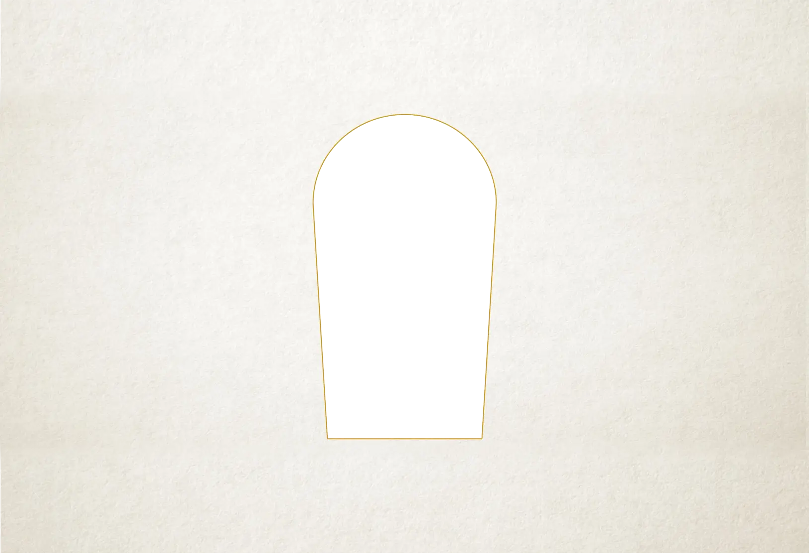 Black keyhole shape with rounded top and straight sides on a beige textured background.