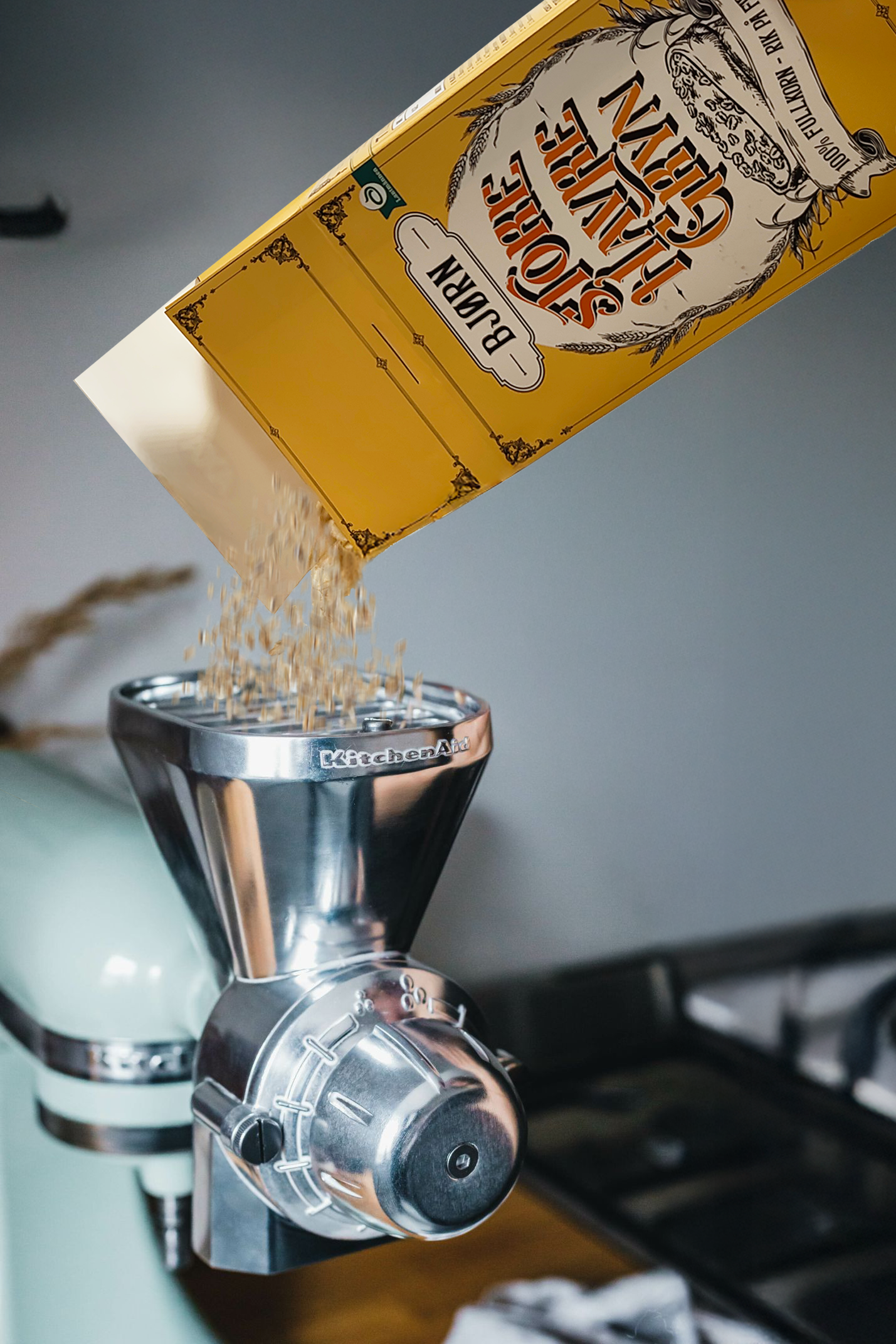 Mockup, Axa havregryn heller korn i KitchenAid