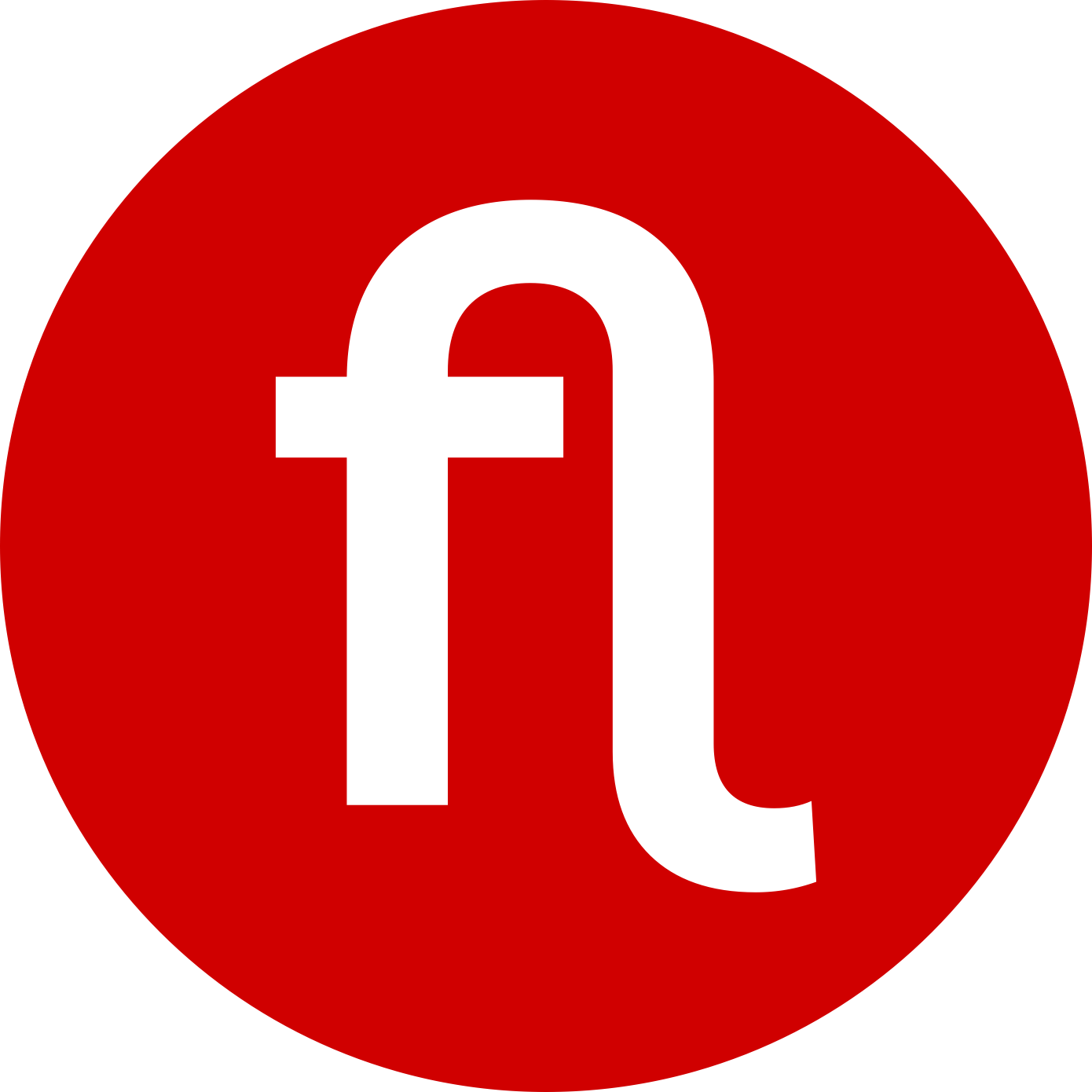 Weisses stilisiertes 'fl'-Logo (findlocal-icon) auf rotem Kreis-Hintergrund.