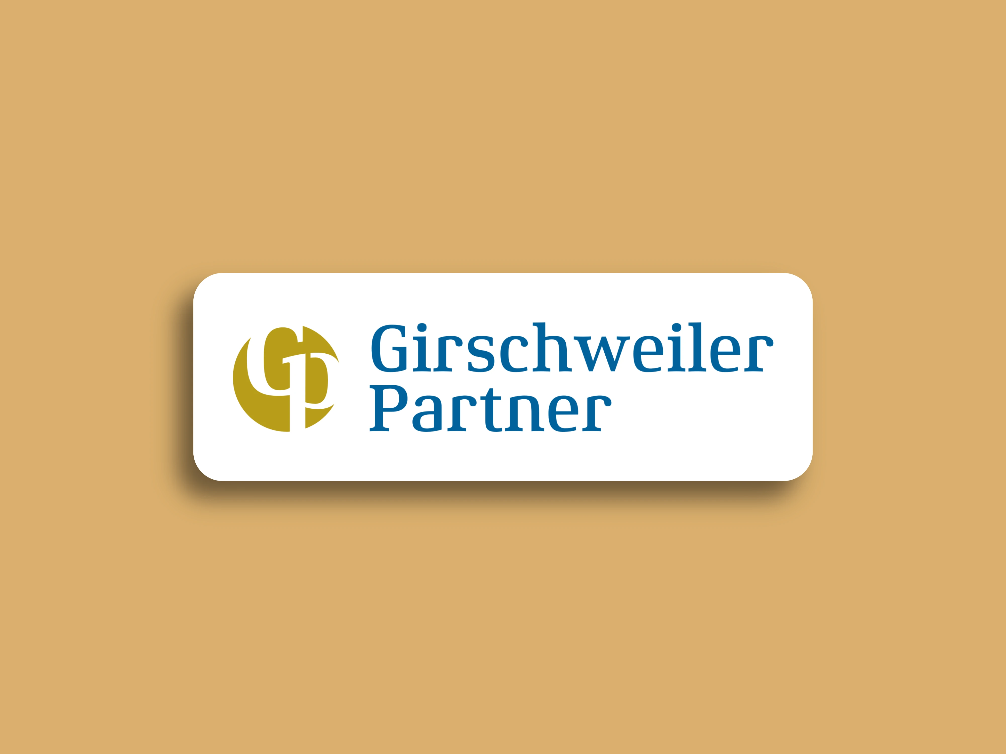 Das Logo von Girschweiler Partner AG auf beigem Hintergrund.