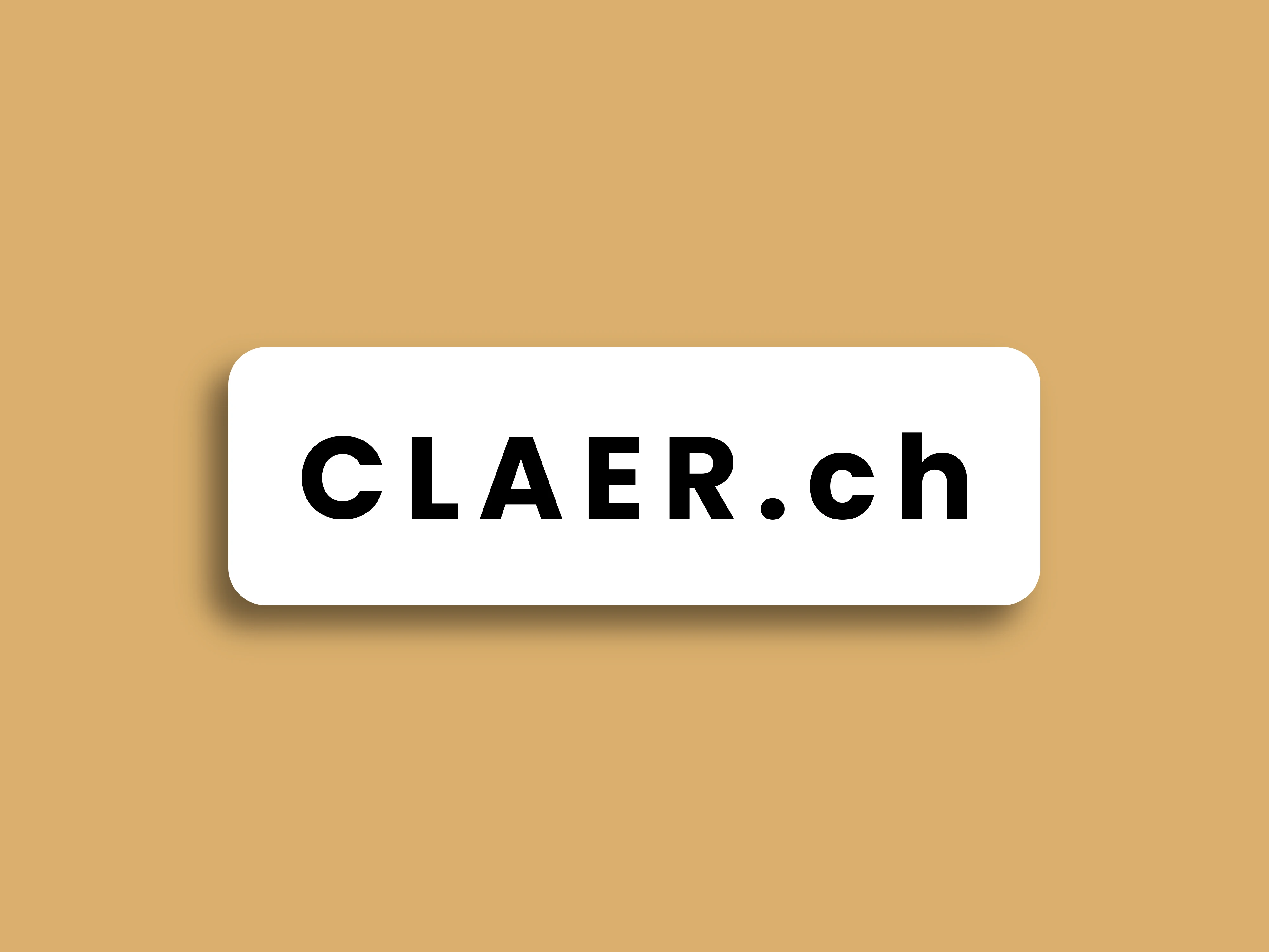 Das Logo von CLAER.ch auf beigem Hintergrund.