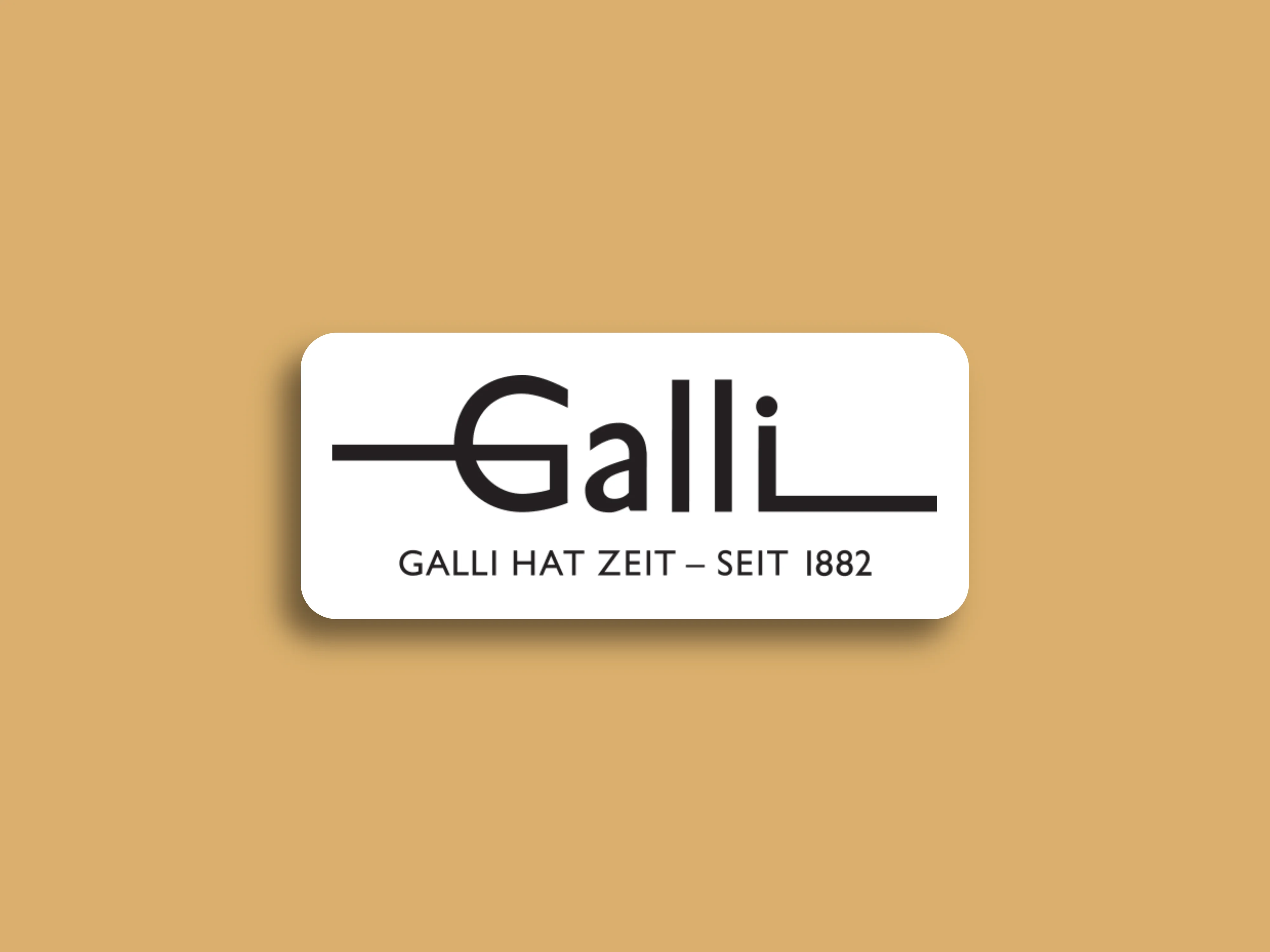 Das Logo von Galli auf beigem Hintergrund.