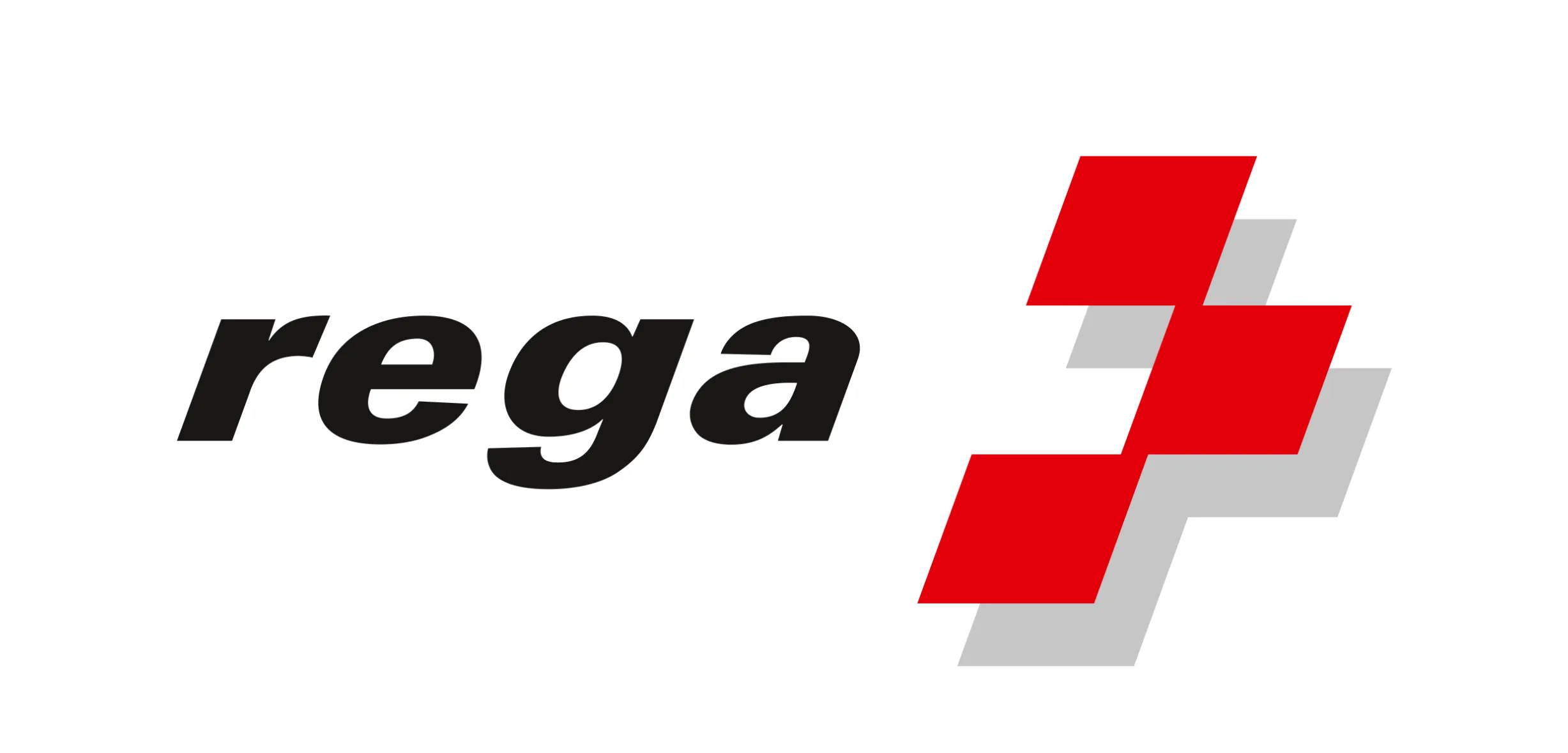 Das Logo von Rega auf weissem Hintergrund.
