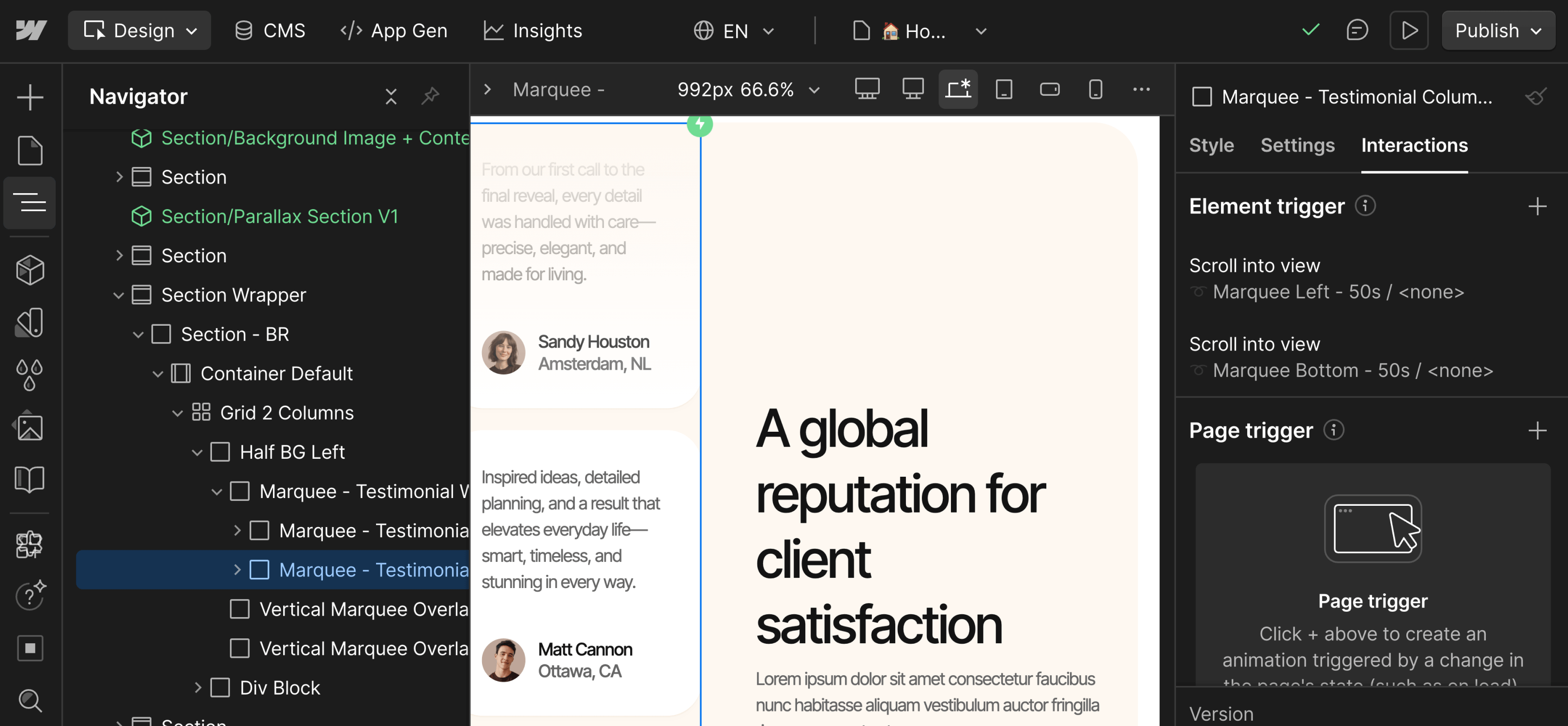 Marquee Classic Interactions - Archipro Webflow Template