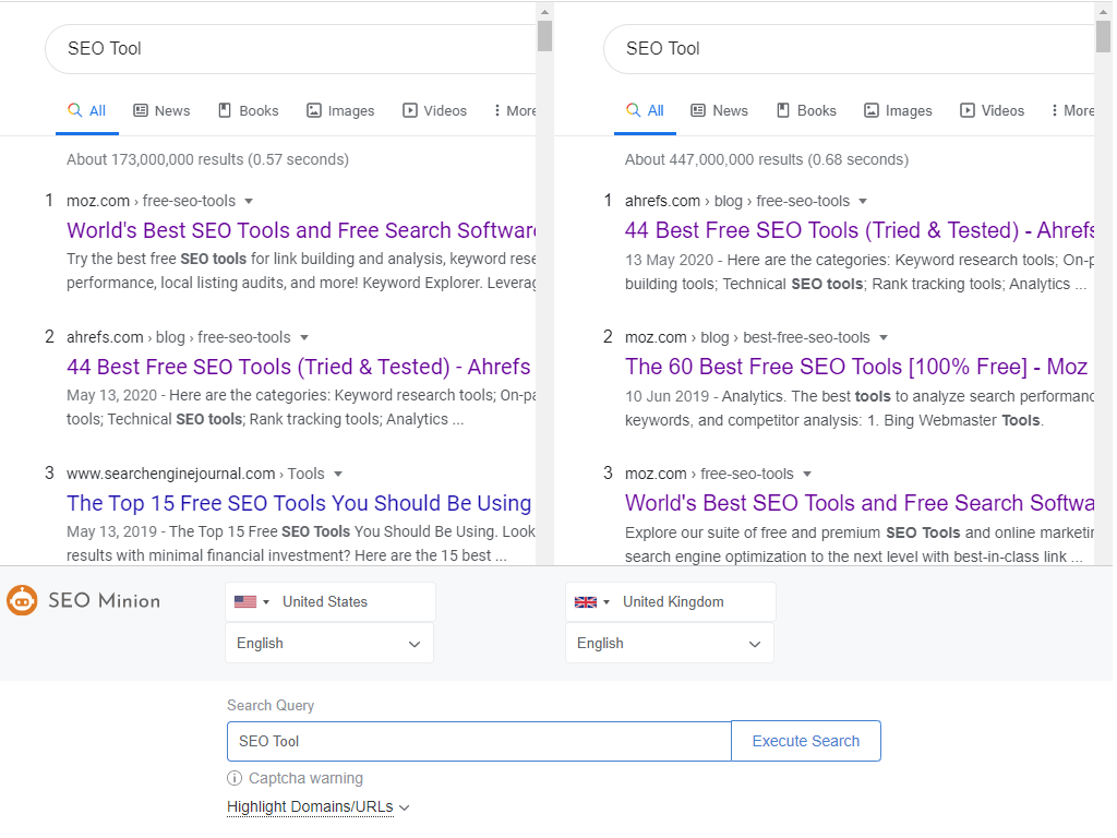 Screenshot showing how to conduct Keyword research with SERP preview tool