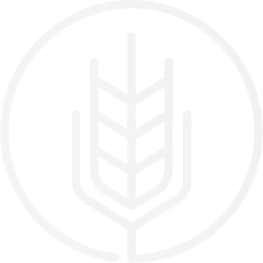 Ícone minimalista de uma espiga de trigo dentro de um círculo.