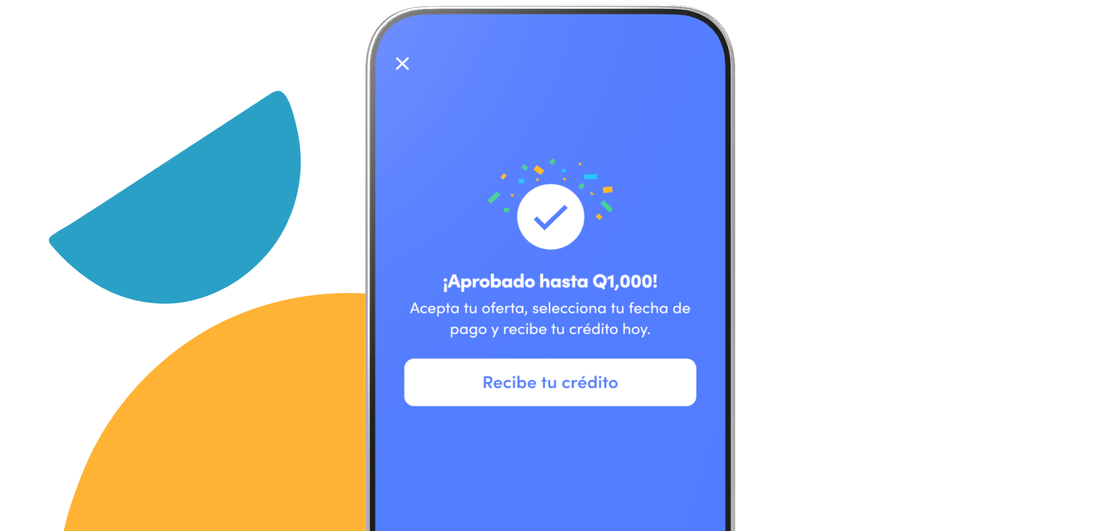 Pantalla de celular muestra un crédito aprobado desde la app Vana.