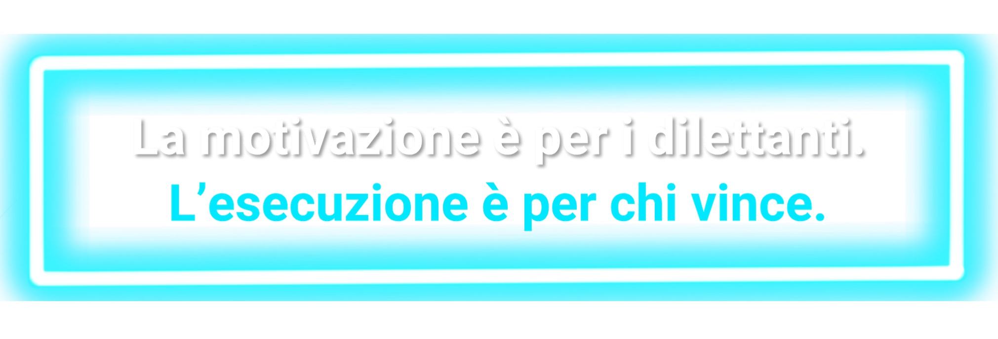 Metal chain breaking with green and purple electric sparks around the broken links, with Italian text stating 'La motivazione è per i dilettanti. L'esecuzione è per chi vince.'