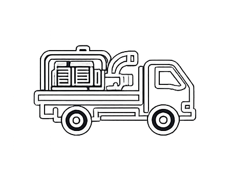 Outline icon of a pump on the back of a track