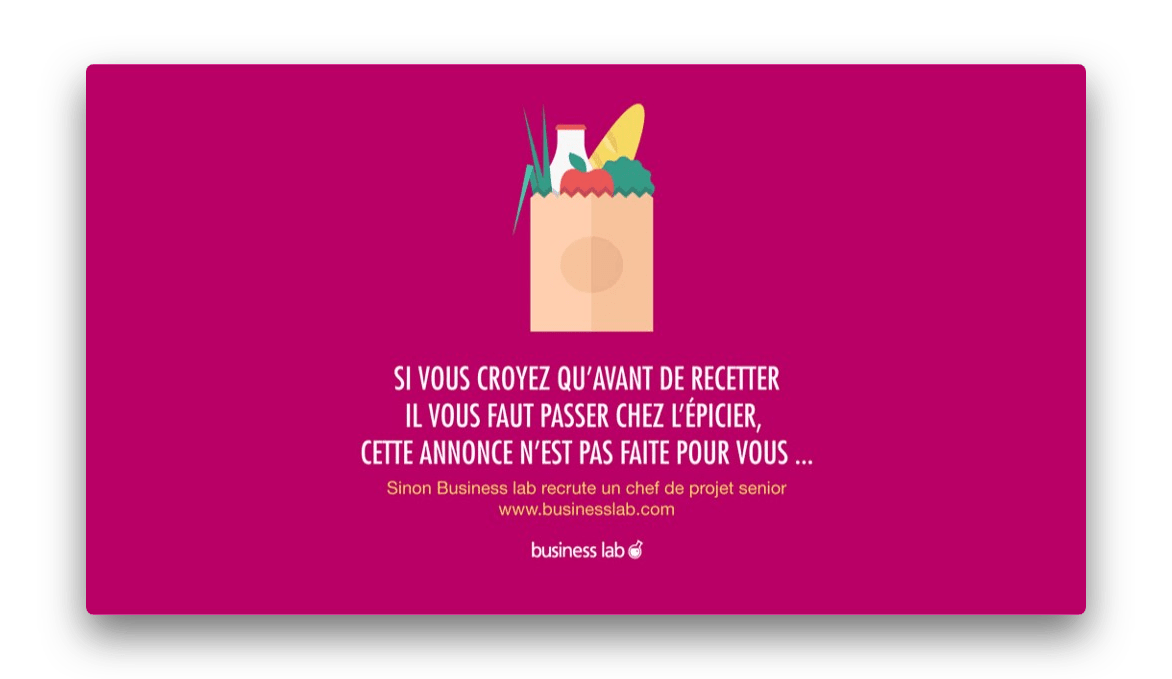 ‍Campagne Business lab lancée sur les réseaux sociaux pour trouver un chef de projet