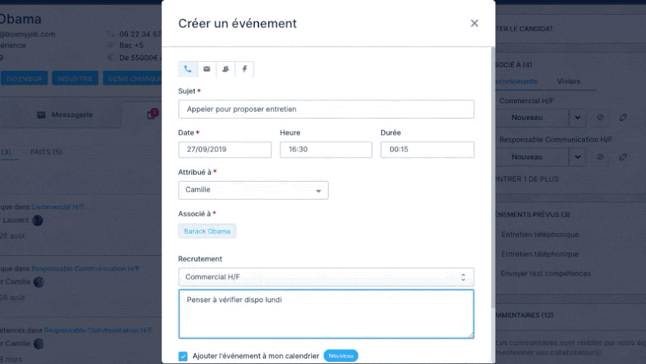 Créer un évènement