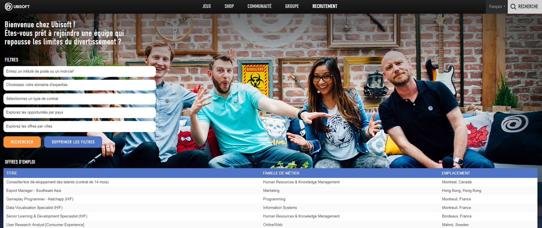 Site carrière ubisoft