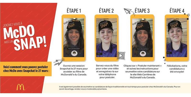 Campagne de recrutement McDonald avec Snapchat