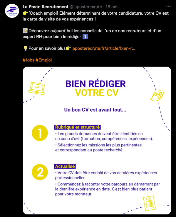 campagne de recrutement La Poste sur Twitter