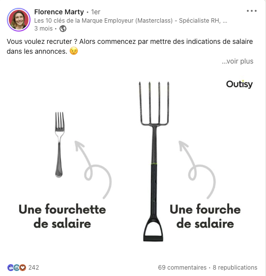 Post Florence Marty sur les salaires dans les annonces