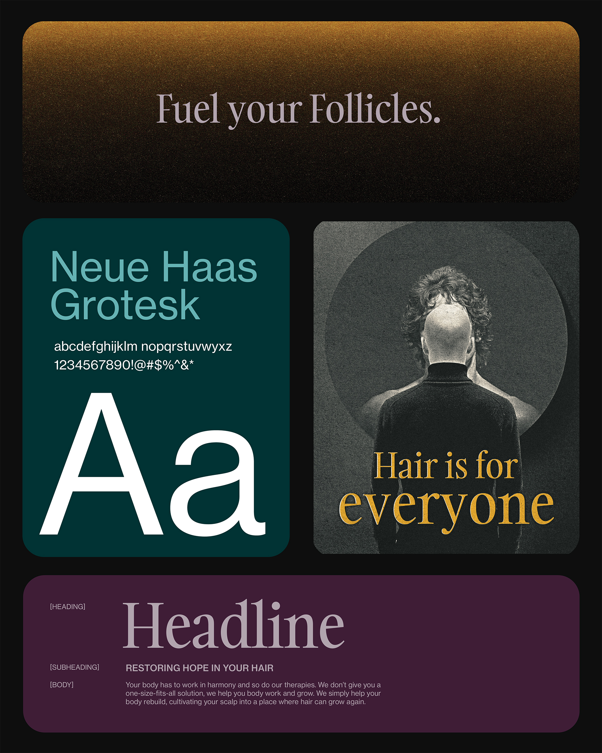 A grid of Pandora text, copy, and image assets