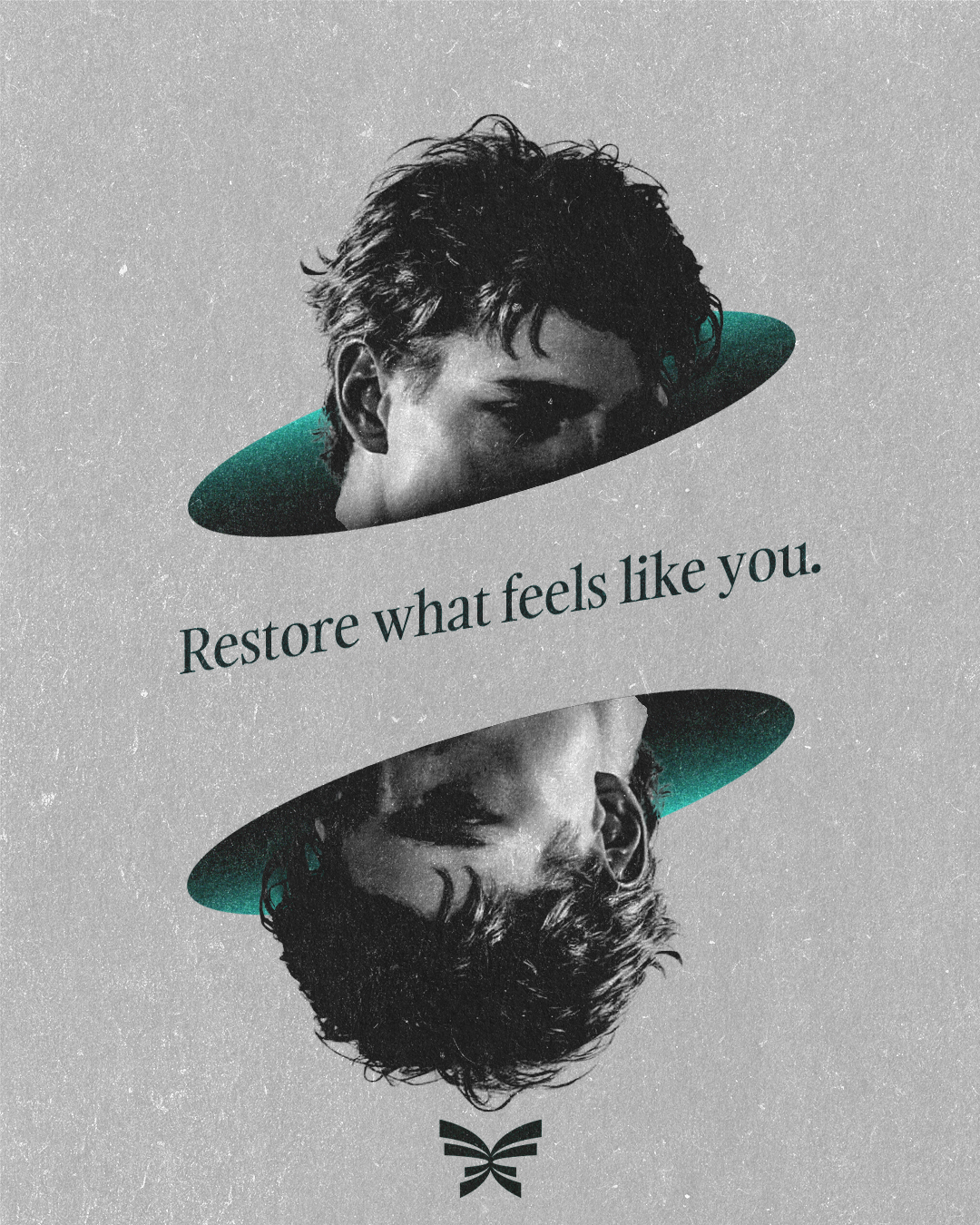 A man's head is mirrored through a portal with the caption "Restore what feels like you" and the Pandora logo.