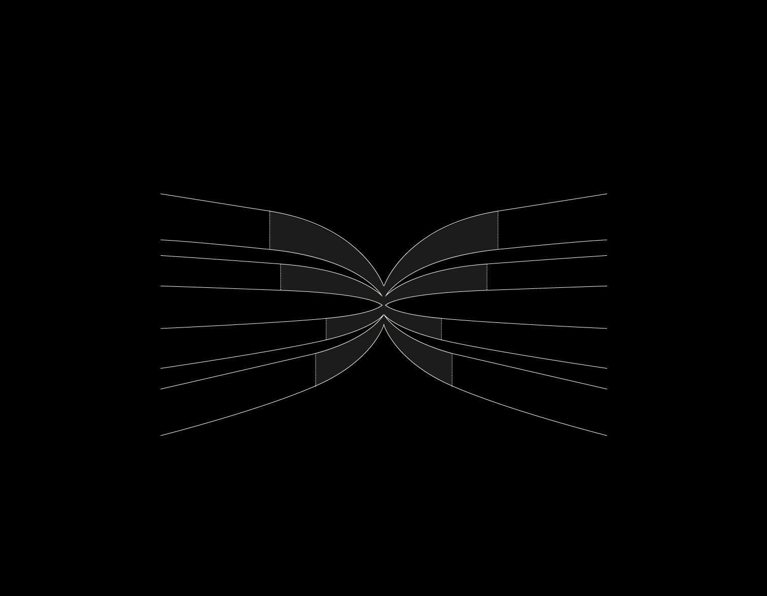 A schematic of the Pandora butterfly logo
