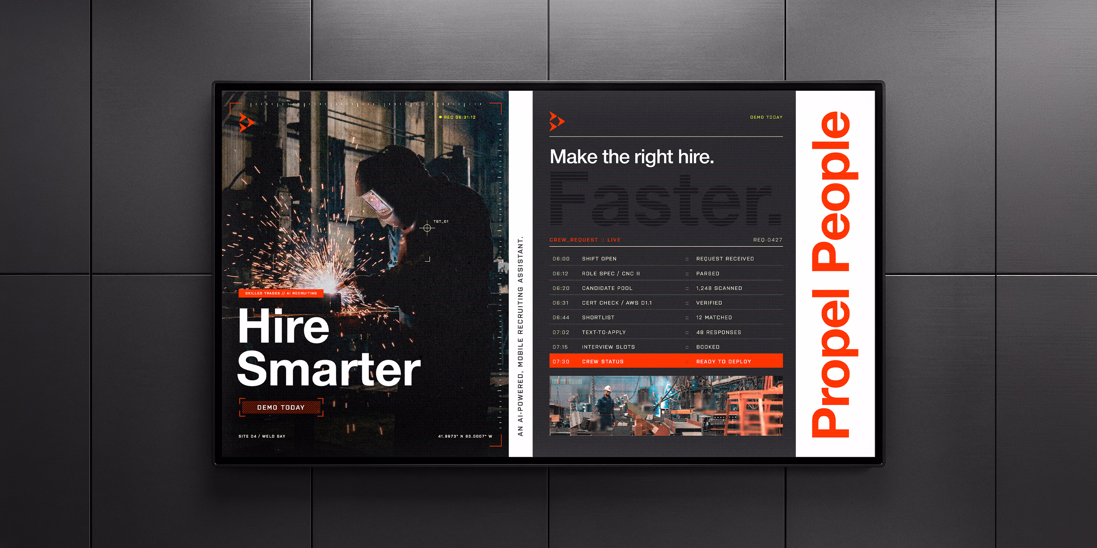 A digital billboard displays a branded advertisement from Propel