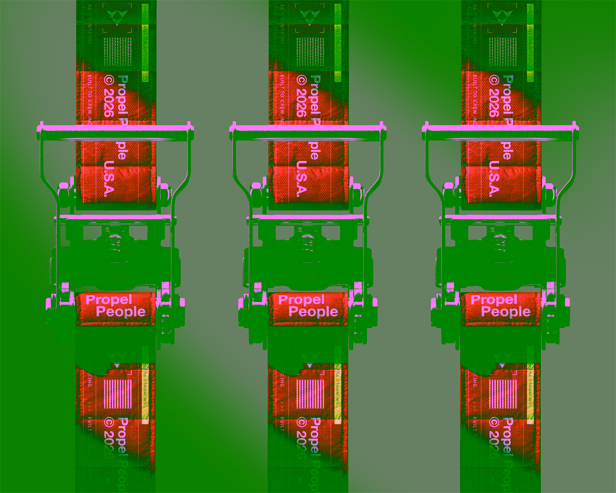 Three bright orange ratchet straps with Propel branding
