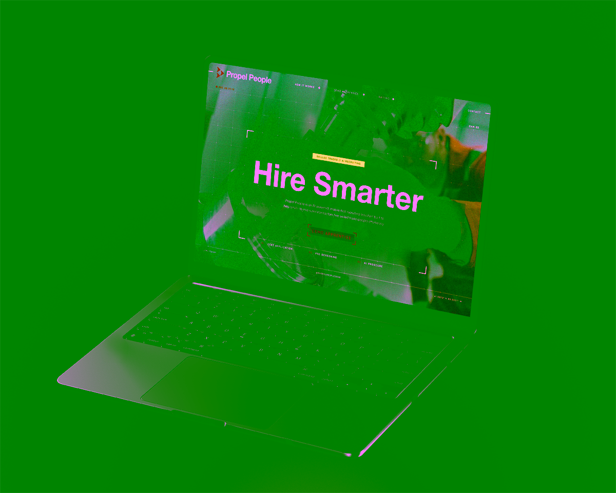 A laptop displays the Propel website